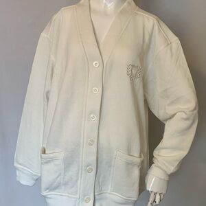 New off white button down, oversized fleece cardigan